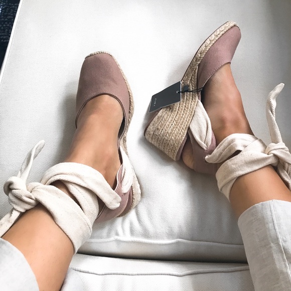 Zara Shoes - 🆕 ZARA TAUPE TIED UP ESPADRILLE WEDGES!